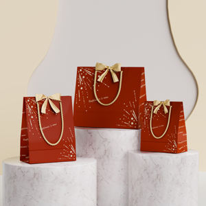 Sacs de shopping en tissu noir personnalisés pour les petites entreprises, sacs cadeaux en papier de luxe avec logo imprimé, style classique pour les chaussures - Product Image 1