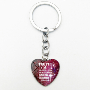 Mignon <span class=keywords><strong>Bible</strong></span> Psaume Coeur Jésus Prière Verre Pendentif Porte-clés L'écriture Foi Chrétienne Devis Bijoux - Product Image 2