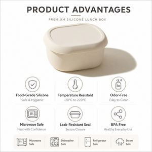 Ensemble de contenants alimentaires en silicone de qualité alimentaire avec logo personnalisé, écologiques, compatibles micro-ondes, étanches, boîte à lunch bento pour enfants et adultes - Product Image 3