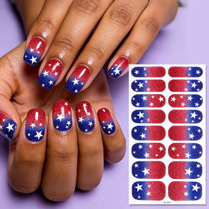 สติ๊กเกอร์ติดเล็บลายธงชาติอเมริกัน วันประกาศอิสรภาพสหรัฐอเมริกา ปลอดสารพิษ ฟิล์มเคลือบเล็บ แผ่นติดเล็บ ลายเพ้นท์เล็บ - Product Image 3