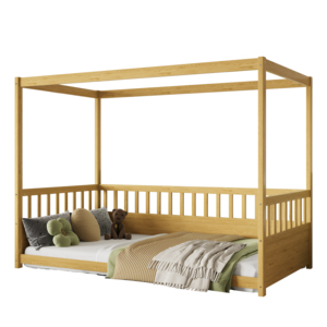 <span class=keywords><strong>Letto</strong></span> a <span class=keywords><strong>baldacchino</strong></span> in legno a una piazza e mezza con sponde di sicurezza, struttura <span class=keywords><strong>letto</strong></span> a <span class=keywords><strong>baldacchino</strong></span> Montessori per bambini e bambine - Product Image 3
