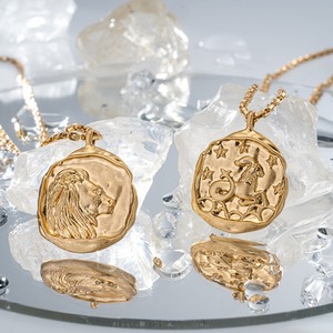 Oroscopo segno ciondolo moneta titanio acciaio inox uomini 12 <span class=keywords><strong>zodiaco</strong></span> oro 18k gioielli <span class=keywords><strong>astrologia</strong></span> collana pendente - Product Image 4