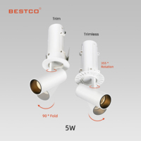 Spot LED commercial moderne 5W 360 Angle réglable extensible rotatif encastré monté Downlight Anti-éblouissement