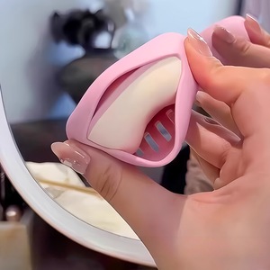 Pochette à maquillage en silicone avec logo personnalisé, design ouvert, porte-éponge à maquillage, boîte de rangement cosmétique portable en silicone - Product Image 5
