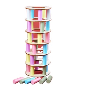Tour de <span class=keywords><strong>Pizza</strong></span> en bois empilée pour enfants, jouet éducatif Montessori, de société Interactive, grand équilibre, Parent-enfant, apprentissage précoce - Product Image 1