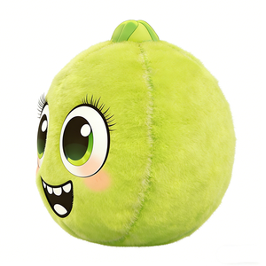 Peluche suave y redondo en forma de lima, mini peluche verde de cítricos con tallo pequeño, peluche decorativo de lima de pelo corto y esponjoso. - Product Image 3