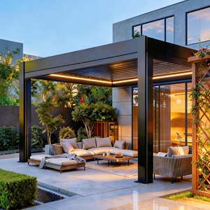 Pergola motorisée automatique en aluminium avec toit <span class=keywords><strong>à</strong></span> lamelles réglables, imperméable, avec éclairage LED pour l'extérieur - Product Image 5