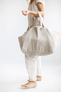 Tùy chỉnh linen 100% hữu cơ lớn thời trang bãi biển mua sắm biểu tượng tùy chỉnh in ấn đồng bằng chất lượng tốt Tote nhãn tag Linen Túi - Product Image 4