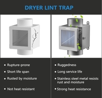 Filtre à peluches secondaire pour sèche-linge électrique, filtre à peluches pour conduit de sèche-linge, kit de ventilation de sèche-linge avec tuyau de ventilation de sèche-linge de 4 pouces et 8 pieds et colliers de serrage