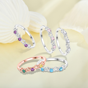 Винтажные ювелирные изделия <span class=keywords><strong>925</strong></span> стерлингового серебра розового золота в форме сердца Красочный Циркон кольцо для женщин Повседневное обручальное кольцо - Product Image 6