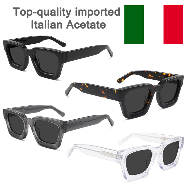 Oversized Luxury Designer Women Shade Glasses Square Italian Custom Acetate Sunglasses Custom Logo UV Protection Sunglasses Men
