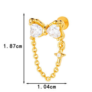 Gioielli da Piercing Moda a Quadrifoglio in Titanio Personalizzati Perno in Titanio F136 + Top in Ottone <span class=keywords><strong>Orecchini</strong></span> G23 Stud <span class=keywords><strong>per</strong></span> <span class=keywords><strong>Cartilagine</strong></span> <span class=keywords><strong>Orecchio</strong></span> in Titanio - Product Image 4