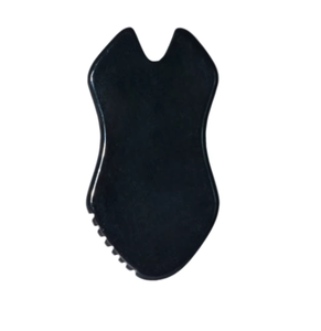 Tabla de Gua Sha de Piedra Bian Negra Natural en Forma de U, Herramienta de Masaje con Ranuras para Rostro y Cuerpo - Product Image 6