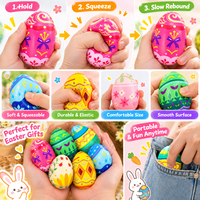 Jouets Squishy Œufs de Pâques en Gros, Jouets Sensoriels Colorés à Presser Anti-Stress, Cadeaux de Panier de Pâques pour Enfants
