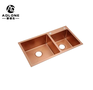 Fregadero Nano negro de acero inoxidable hecho a mano, fregadero de cocina de doble cuenco sin decoloración - Product Image 3