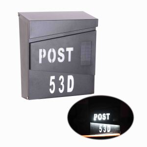 Boîte <span class=keywords><strong>aux</strong></span> <span class=keywords><strong>lettres</strong></span> murale à énergie solaire avec lumière LED, résistante <span class=keywords><strong>aux</strong></span> intempéries et au design moderne, installation facile, résistante <span class=keywords><strong>aux</strong></span> intempéries, économie d'énergie - Product Image 2