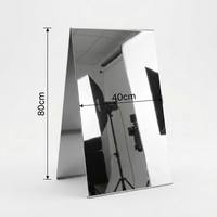 Panneau publicitaire extérieur double face en forme de A, miroir argenté, pour trottoir