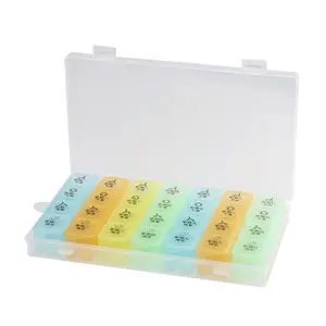 Weekly Pill Organizer box colored rainbow 7 day weekly 14 case push button 7 day & 4 times pill organizer weekly pill box