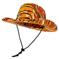 Chapeau de cowboy imprimé animaux sauvages, motif jungle, à large bord, pour adultes, idéal pour les fêtes, le carnaval, le cosplay et les soirées à thème.