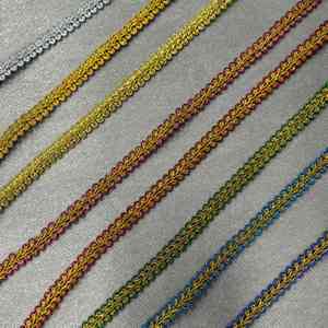 ZSY 8mm Ingrosso 100% Poliestere Eco-Friendly Bordo in Pizzo Glitterato <span class=keywords><strong>Oro</strong></span> Argento con Bordatura a Festone e Ricamo - Product Image 1