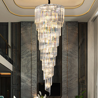 Lustre Moderne de Luxe Léger pour Duplex, Hôtel, Villa, Plafond Haut, Salon, Luminaire Principal, Escalier, Long, Nouvelle Tendance