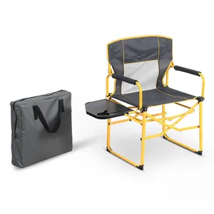 Chaise pliante Portable robuste avec poignée de poche de Table latérale pour la plage, chaise de directeur de Camping en plein air