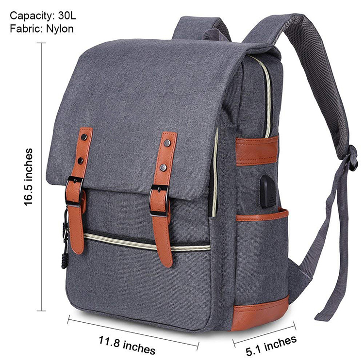 Dos D'ordinateur Portable pour Les Femmes Hommes École Collège Sac À Dos avec Port De Chargement USB Mode Sac À Dos 15 pouces
