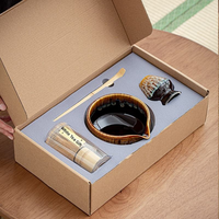 Kit de cérémonie du thé japonais traditionnel, ensemble de fouets à matcha de 4 pièces avec fouet en bambou et bols en céramique pour cadeaux