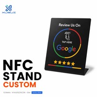 Base de Mesa NFC OEM con Logotipo Personalizado Impreso, Base Acrílica NFC NTAG213 para Promoción de Marketing y Reseñas en Google, Facebook e Instagram
