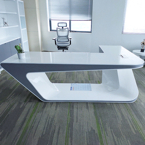 <span class=keywords><strong>Bureau</strong></span> de directeur en forme de L <span class=keywords><strong>Bureau</strong></span> de direction de luxe en <span class=keywords><strong>bois</strong></span> blanc laqué Table spacieuse <span class=keywords><strong>Bureau</strong></span> modulaire avec <span class=keywords><strong>pied</strong></span> en métal Table de <span class=keywords><strong>bureau</strong></span> - Product Image 4