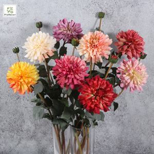 Fleur de Dahlia Artificielle en Soie à 2 Têtes, Bords Brûlés, Décoration de Table pour <span class=keywords><strong>la</strong></span> Maison, Centre de Table pour Hôtels, Mariages et Fêtes - Nouveauté Tendance - Product Image 1