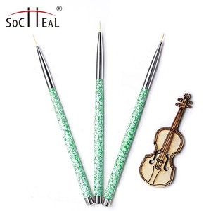 Vente en gros Meilleur Prix Socheal 3Pcs Coloré Marbre <span class=keywords><strong>Acrylique</strong></span> Manche Multifonctionnel Nail Art Liner <span class=keywords><strong>Peinture</strong></span> Dessin Brosse Ensemble - Product Image 2