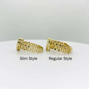 Cincin Band Gaya Presiden Berlapis Emas 14K dengan Hati CZ Pink Putih untuk Perhiasan Wanita - Product Image 5