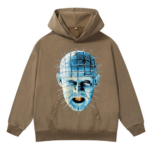 Sudadera con capucha gráfica Pinhead Vintage 2026 - Sudadera oversize de peso pesado con lavado ácido, estilo streetwear, corte oversize, venta al por mayor - Product Image 1