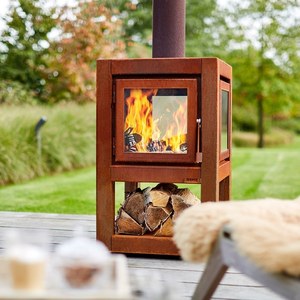Cheminée et poêle d'intérieur autoportants en acier Corten pour brûlage de bois, et cheminées et poêles d'extérieur en acier Corten pour brûlage de bois - Product Image 3