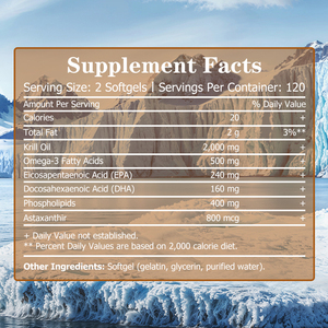 Custom Label Antarctic Krill Oil Softgels with Phospholipids and Astaxanthir Improve Bone Density Healthcare <b>Supplement</b> - Product Image 4