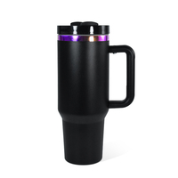 Mug de voyage isotherme en acier inoxydable plaqué violet 40 oz, double paroi, avec poignée, pour gravure laser
