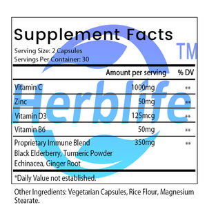 Complément alimentaire immunitaire 8 en 1 OEM/ODM avec échinacée, vitamine C et zinc 50 mg, vitamine D, curcuma et gingembre, B6, sureau - Product Image 2
