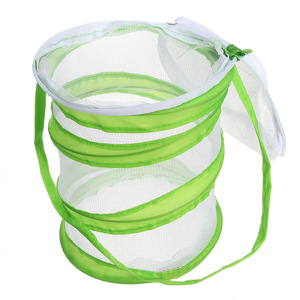 Foldable Wire Mesh Cage Round Green <b>Plastic</b> <b>Frame</b> For Butterfly Cicada Larvae Breeding Small Size Pet Reptile Habitat - Product Image 5