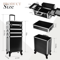 Organisateur de vernis à ongles professionnel 4 en 1 grande capacité, style luxueux, valise à roulettes pour maquillage, personnalisation du logo