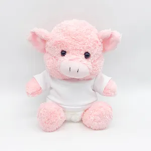 Hotsale 9inch Customisable logo pink pig plush toys with logo T-shirt Personalised Stuff Cartoon Animals Zodiac sign gift