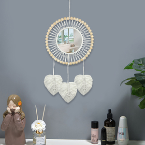 <span class=keywords><strong>Specchio</strong></span> rotondo macramè appeso a parete Boho decorazione <span class=keywords><strong>per</strong></span> la casa specchi decorativi da parete <span class=keywords><strong>per</strong></span> soggiorno decorazione camera da letto bambino asilo nido regalo - Product Image 1