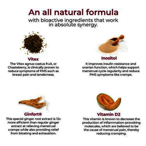 อาหารเสริมบรรเทาอาการ <span class=keywords><strong>PMS</strong></span> สำหรับผู้ใหญ่ สูตรธรรมชาติ ผสมวิตาเซ็กซ์ จินฟอร์ท อิโนซิทอล วิตามินดี2 ช่วยบรรเทาอาการปวดประจำเดือน ได้รับการรับรองมาตรฐาน GMP - Product Image 3