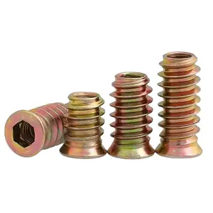 Factory Wholesale M4 M10 M12 Through Hole Hexagonal Socket Fasteners Threaded Insert Inside And Outside Teeth Wood Nuts