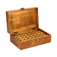 Boîte de rangement en bois artisanale à compartiments, organisateur polyvalent avec couvercle et loquet métallique, marron rustique, logo personnalisé pour entreprise