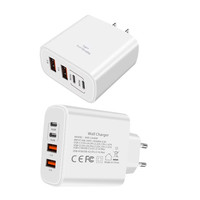 Chargeur USB C PD 4 ports 40W, charge rapide 3.0 pour iPhone 11, Xiaomi, téléphone portable, adaptateur secteur TYPE C