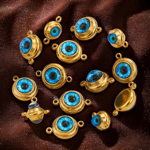Colgante de Doble Cara con Ojo Turco en Acero Inoxidable con Baño de Oro PVD de 18K |   Amuleto de Protección de la Suerte, Joyería DIY |   A la moda - Product Image 3
