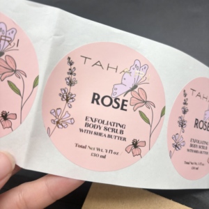 Étiquettes florales rondes personnalisées, autocollants en papier offset pour pots cosmétiques, gommages corporels, emballages de soins de beauté, <span class=keywords><strong>impression</strong></span> offset - Product Image 3