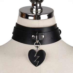 Vendita calda SM Bondage Sexy Clavicola Collana del Collare <span class=keywords><strong>Bdsm</strong></span> Gioco Per Adulti Giocattolo Collo Collare DELL'UNITÀ di elaborazione del Collare di Cuoio Con Crepacuore Tag - Product Image 2