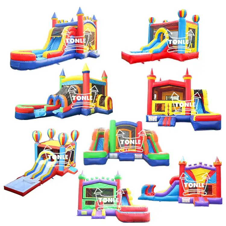 Custom classic color jumpers inflatable bouncy house commercial water slide for sale